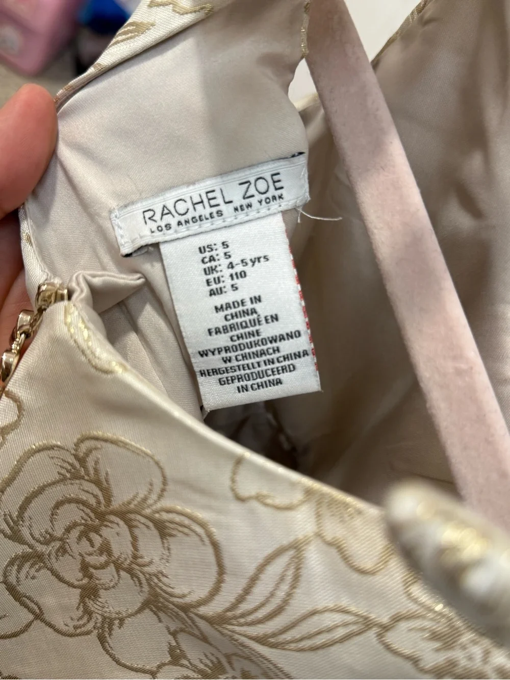 Rachel Zoe Ivory Dress with Gold Floral Accents